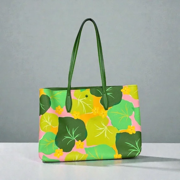 KATE SPADE ALL DAY CUCUMBER FLORAL LARGE TOTE BAG - Picture 6 of 13